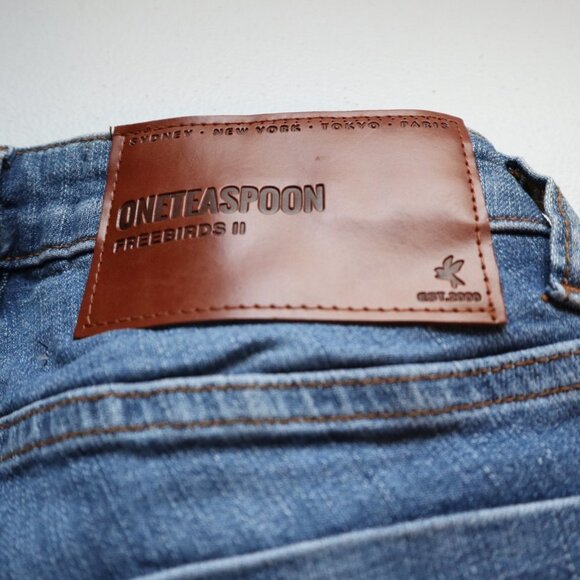 New One Teaspoon Freebirds II Low Rise Skinny Jean in Blue Cash Size 24 - Picture 9 of 14